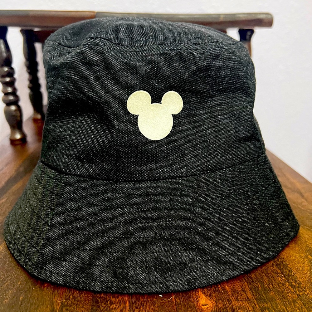 Black Bucket Hat with Mickey Mouse Logo